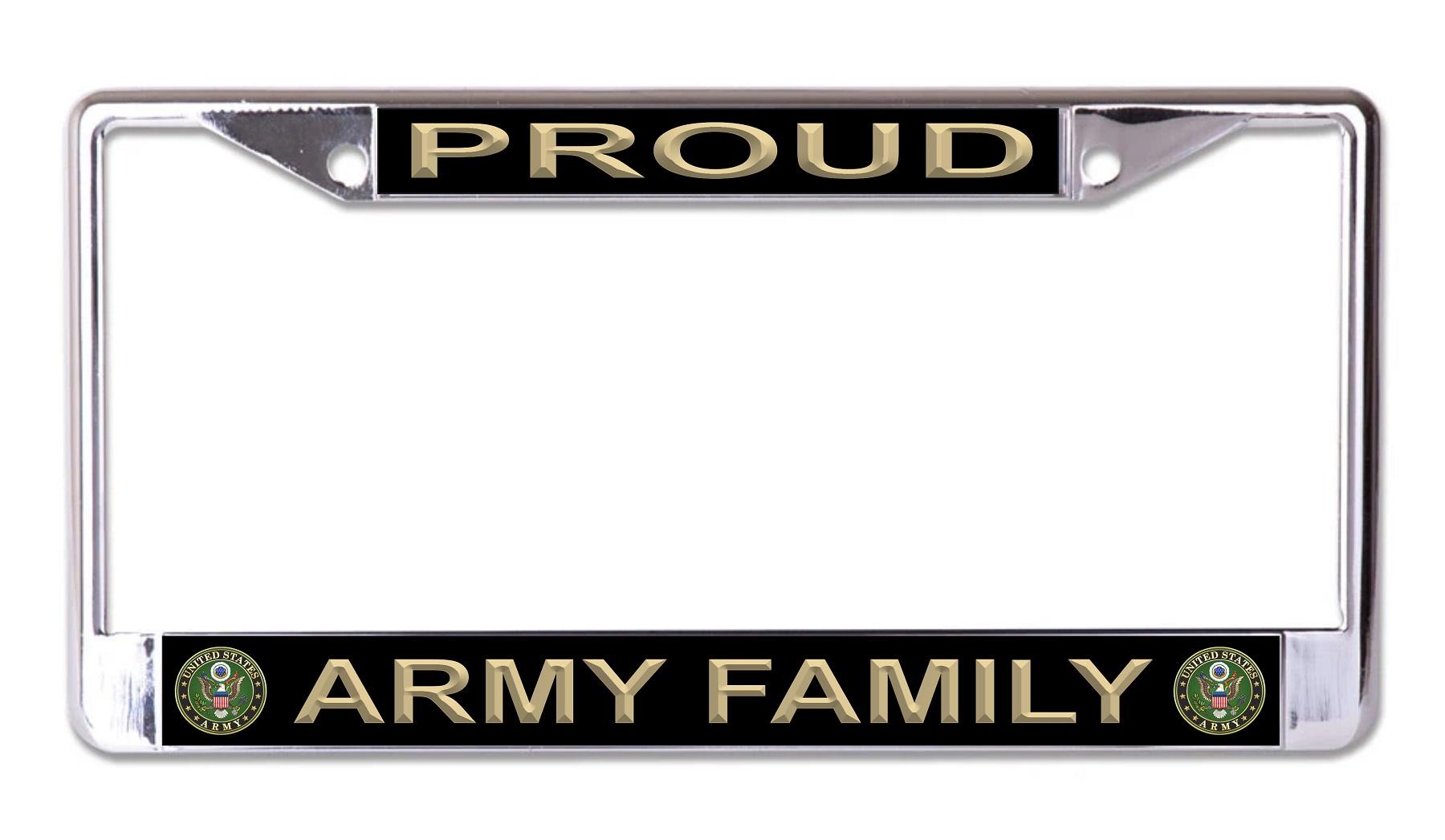 Proud Army Family Chrome License Plate Frame image