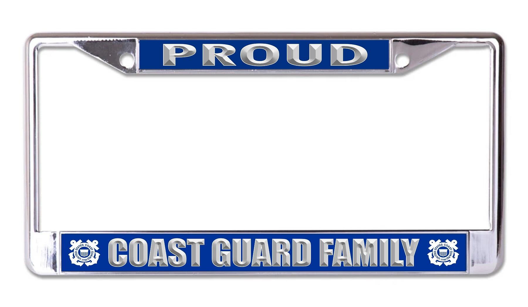 Proud Coast Guard Family Chrome License Plate Frame image