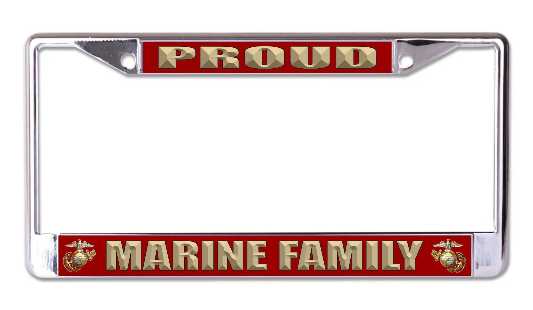 Proud Marine Family #1 Chrome License Plate Frame image