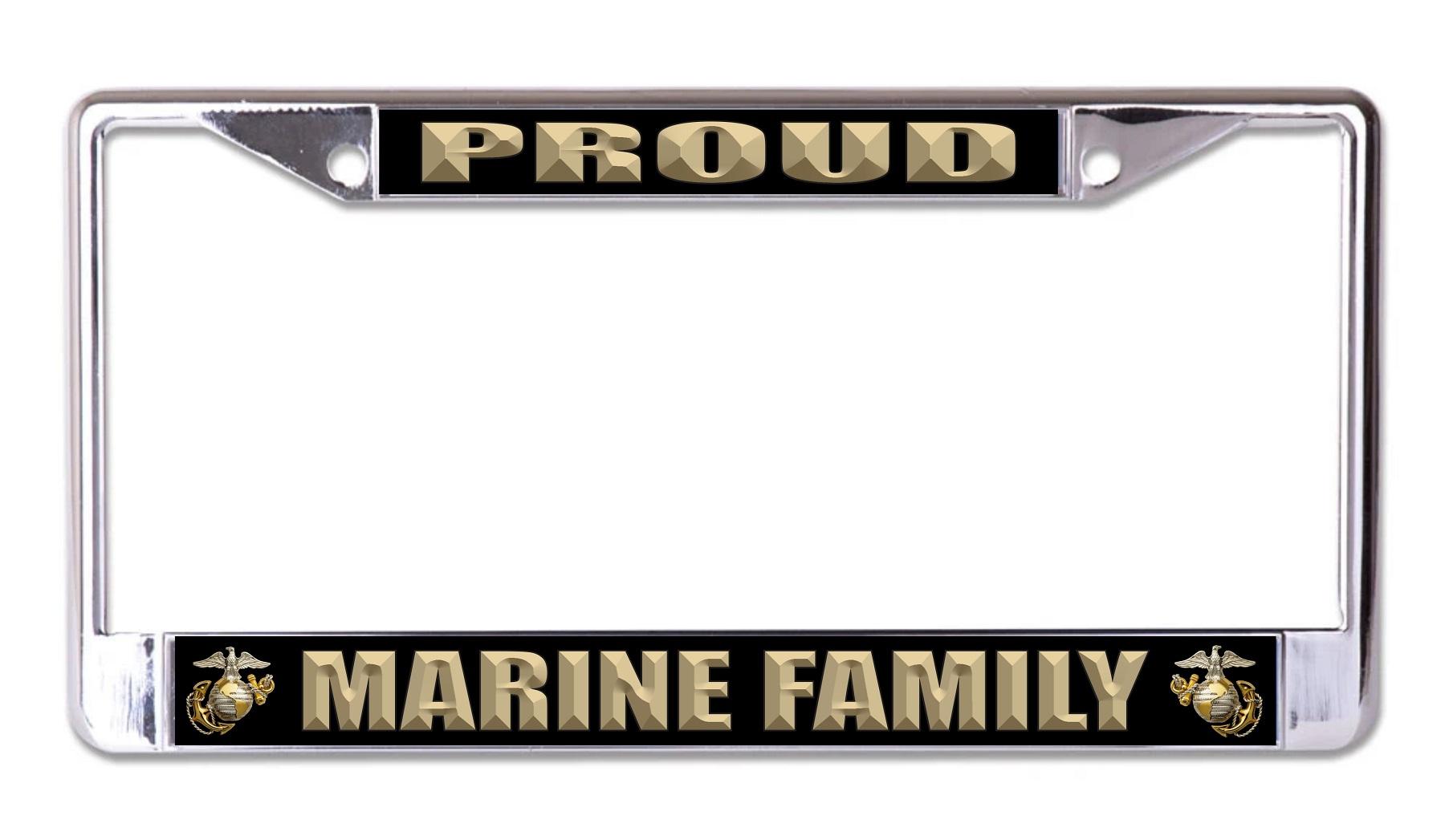 Proud Marine Family #2 Chrome License Plate Frame image