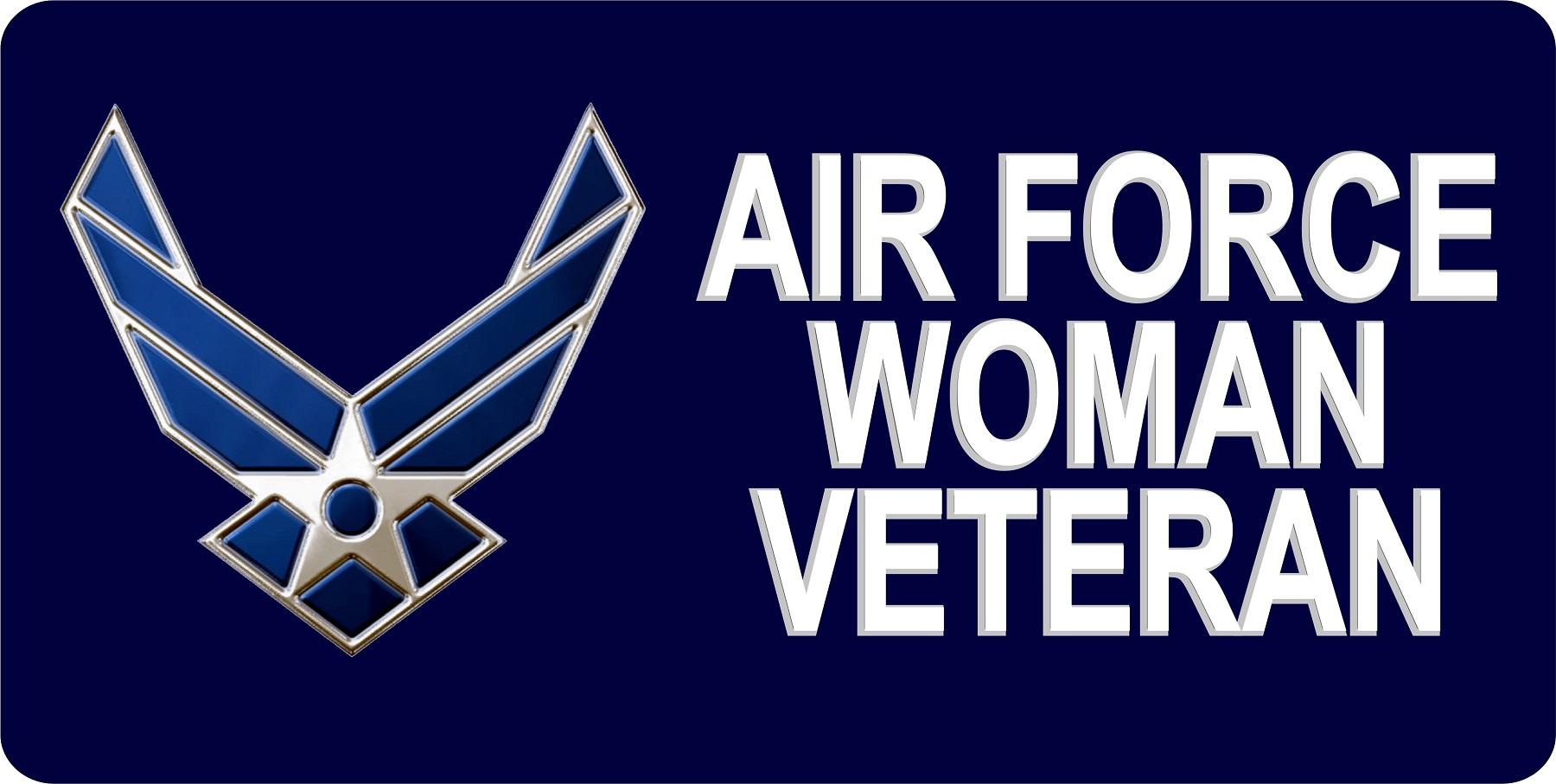 U.S. Air Force Woman Veteran Blue Photo License Plate image