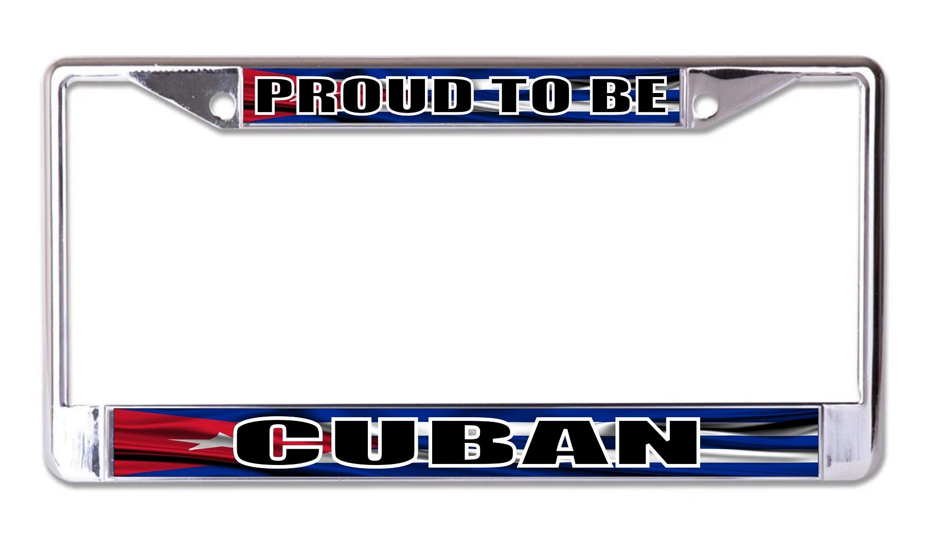 Proud To Be Cuban Chrome License Plate Frame image