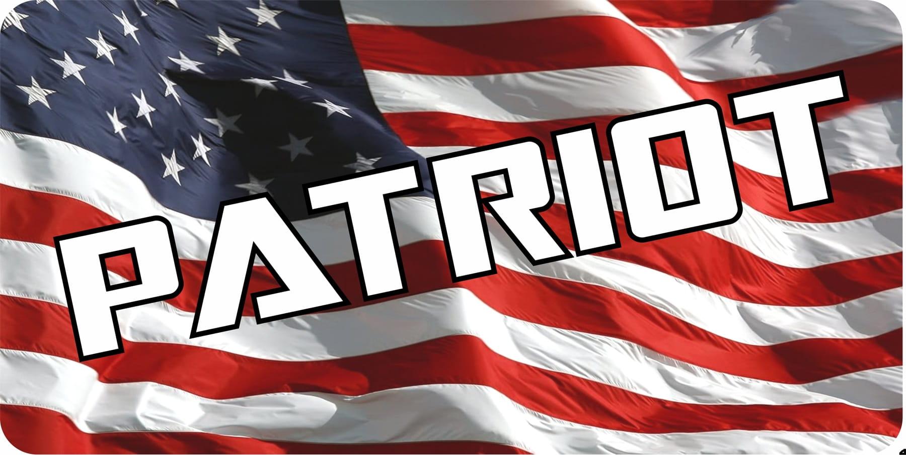 Patriot On U.S. Flag Metal License Plate image