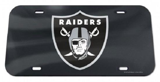 Oakland Raiders Black Crystal Mirror Laser License Plate image