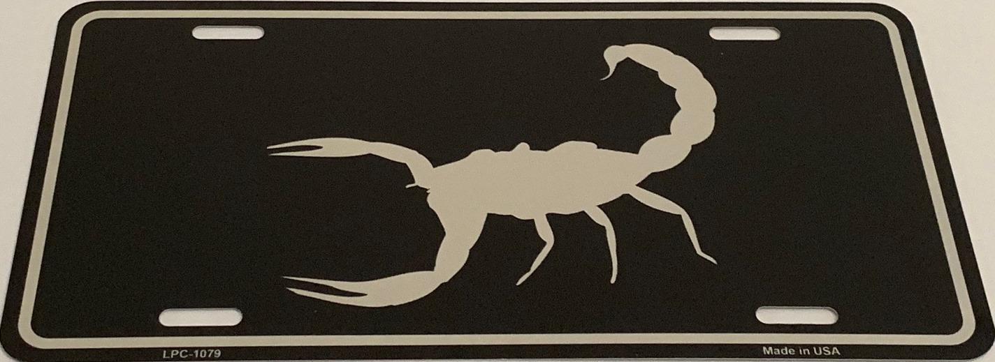 Scorpion Black Brushed Chrome Metal License Plate image
