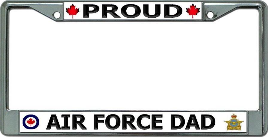 Proud Canadian Air Force Dad Chrome License Plate Frame image