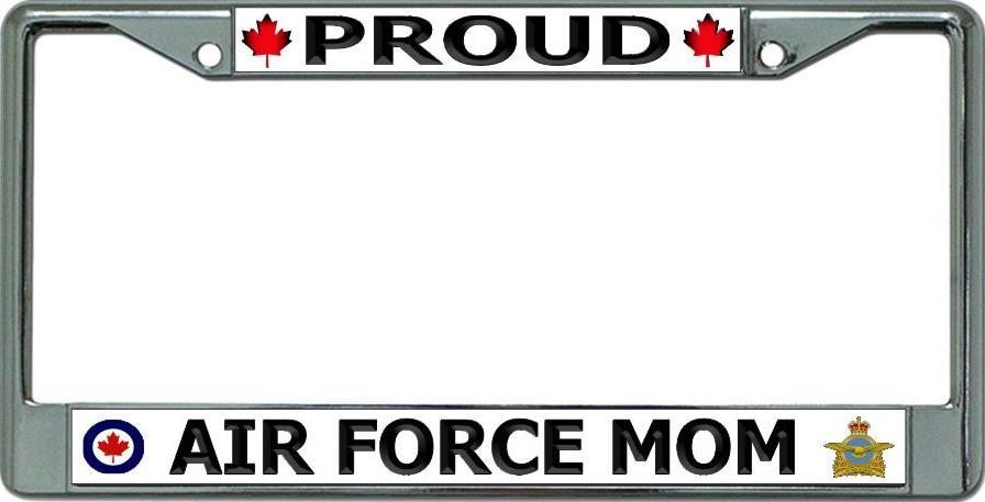Proud Canadian Air Force Mom Chrome License Plate Frame image