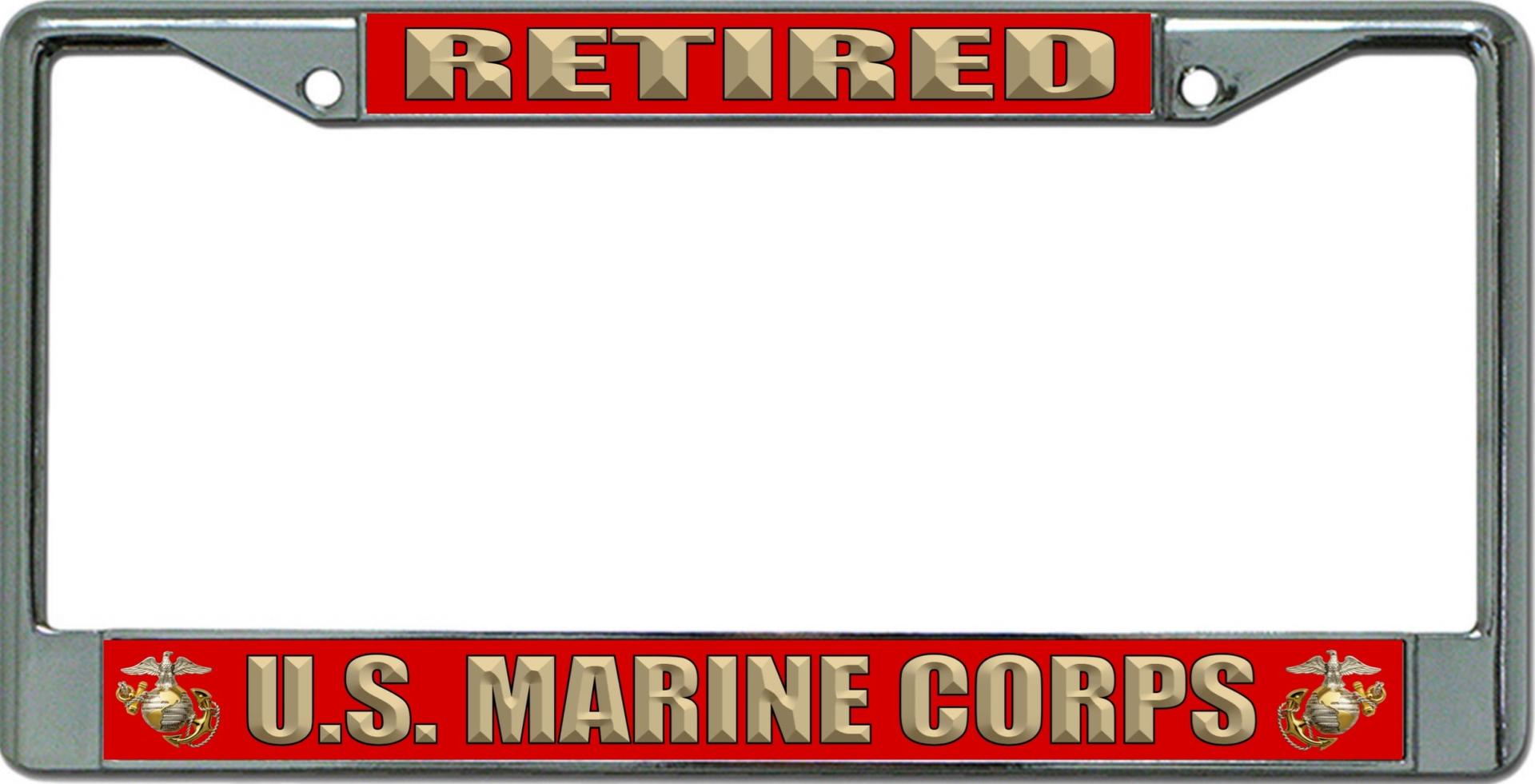 U.S. Marine Corps Retired Chrome License Plate Frame image