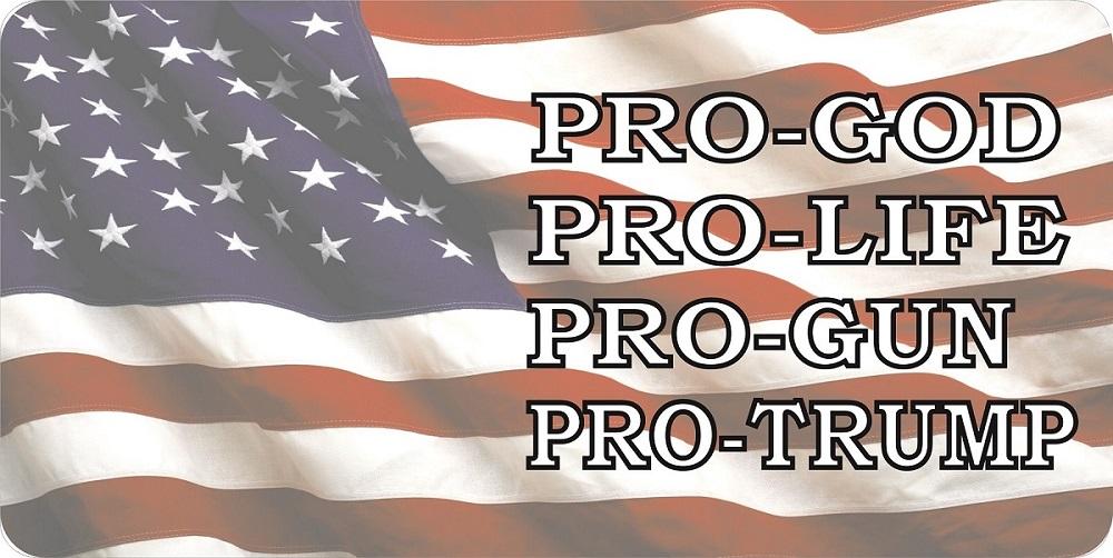 Pro God Pro Life Pro Gun Pro Trump Photo License Plate image