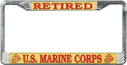 U.S. Marine Retired Chrome License Plate Frame image