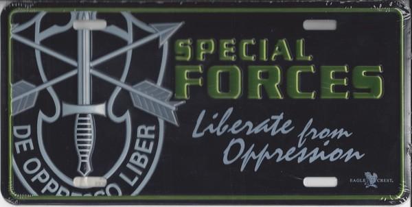 Special Forces Liberate From Oppression Metal License Plate image