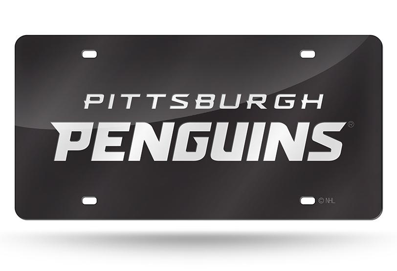 Pittsburgh Penguins Black Laser License Plate image