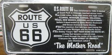 U.S. Route 66 The Mother Road Black Metal License Plate image