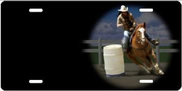 Female Barrel Racer Airbrush License Plate image