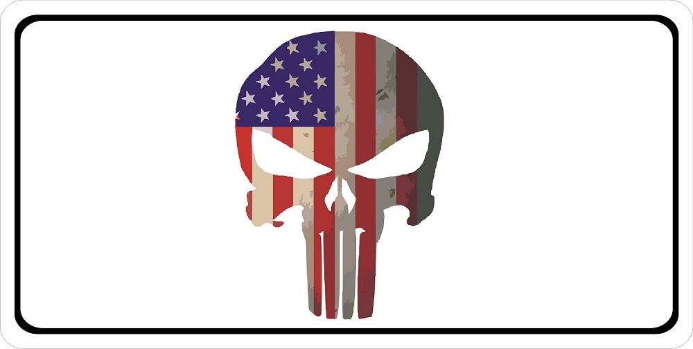 Punisher U.S. Flag Skull Photo License Plate image