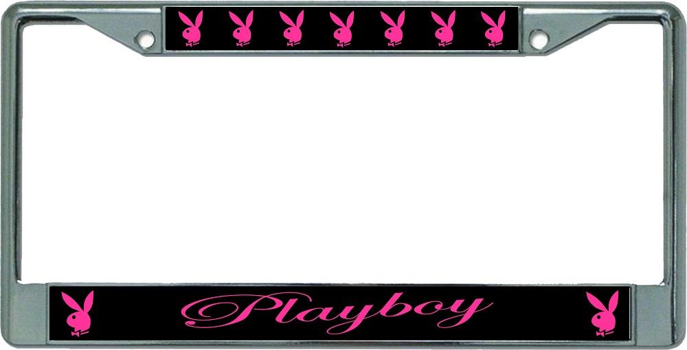 Playboy Script Chrome License Plate Frame image