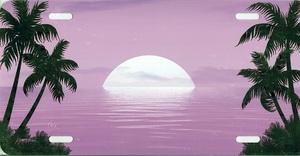 Beach Scene Pink Airbrush License Plate image