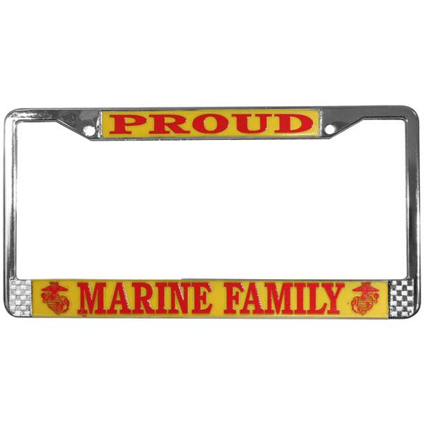 U.S. Marines Proud Marine Family Chrome License Plate Frame image