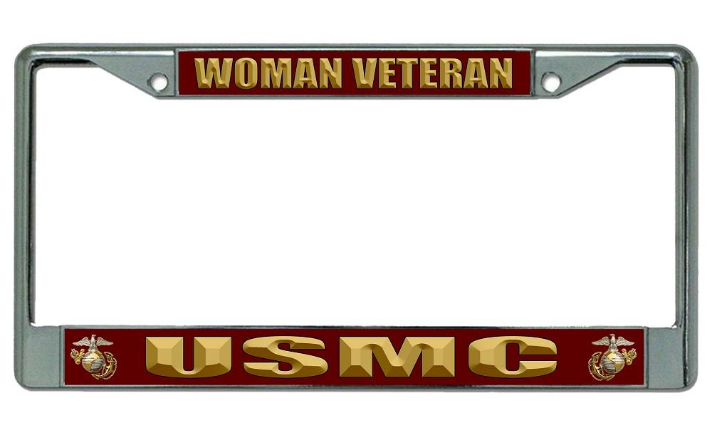 U.S. Marines Woman Veteran Chrome License Plate Frame image