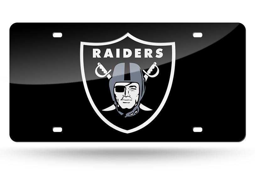 Oakland Raiders Black Laser License Plate image