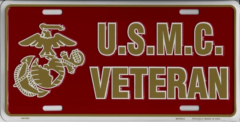 U.S.M.C. Veteran Metal License Plate image