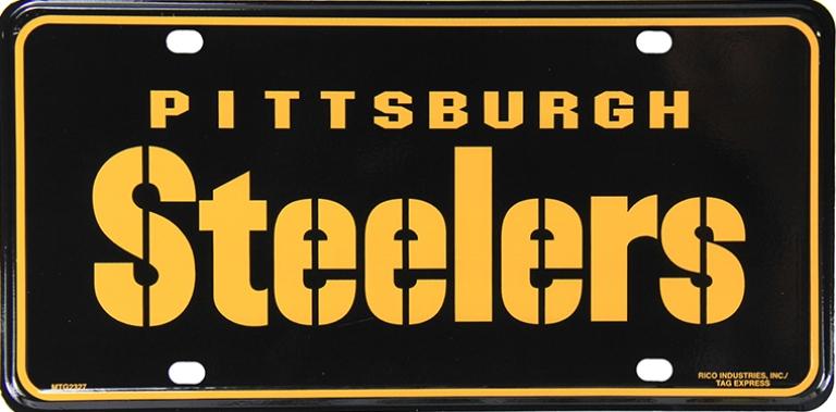 Pittsburgh Steelers Black Metal License Plate #2 image