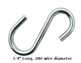 3/4" Long, .080 wire diameter "S" hook image