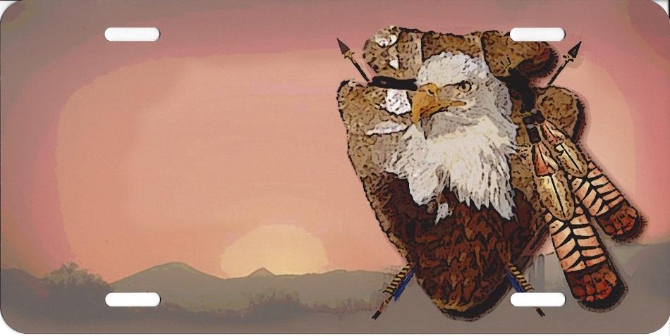 Eagle And Arrowhead Offset Airbrush License Plate image