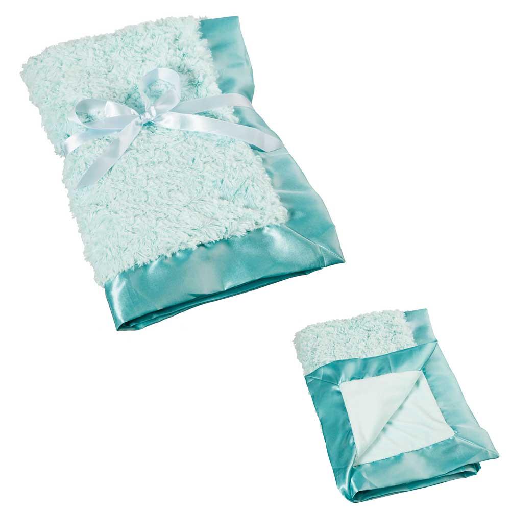 Evergreen Soft Plush Baby Blanket Aqua w/Satin Edge Polyester 30x30 image