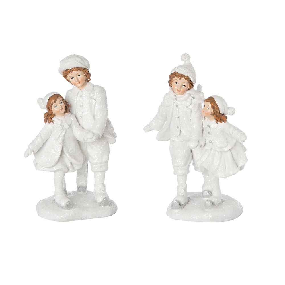 Old Fashioned Elegant Skating Kids Resin Figure 2 Asst White Glitter 3.3x3x7H image