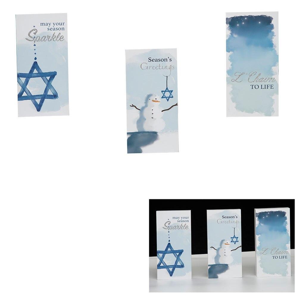 Tall Hanukkah Block Decor MDF 3 Asst 3.75x1.20x7.75H image