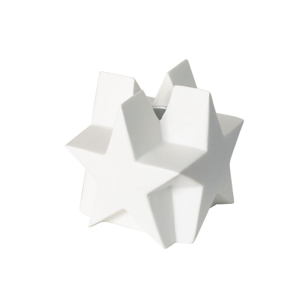 Star Shaped Taper Candle Holder Ceramic White 3.5"Lx3.5"Wx4"H image
