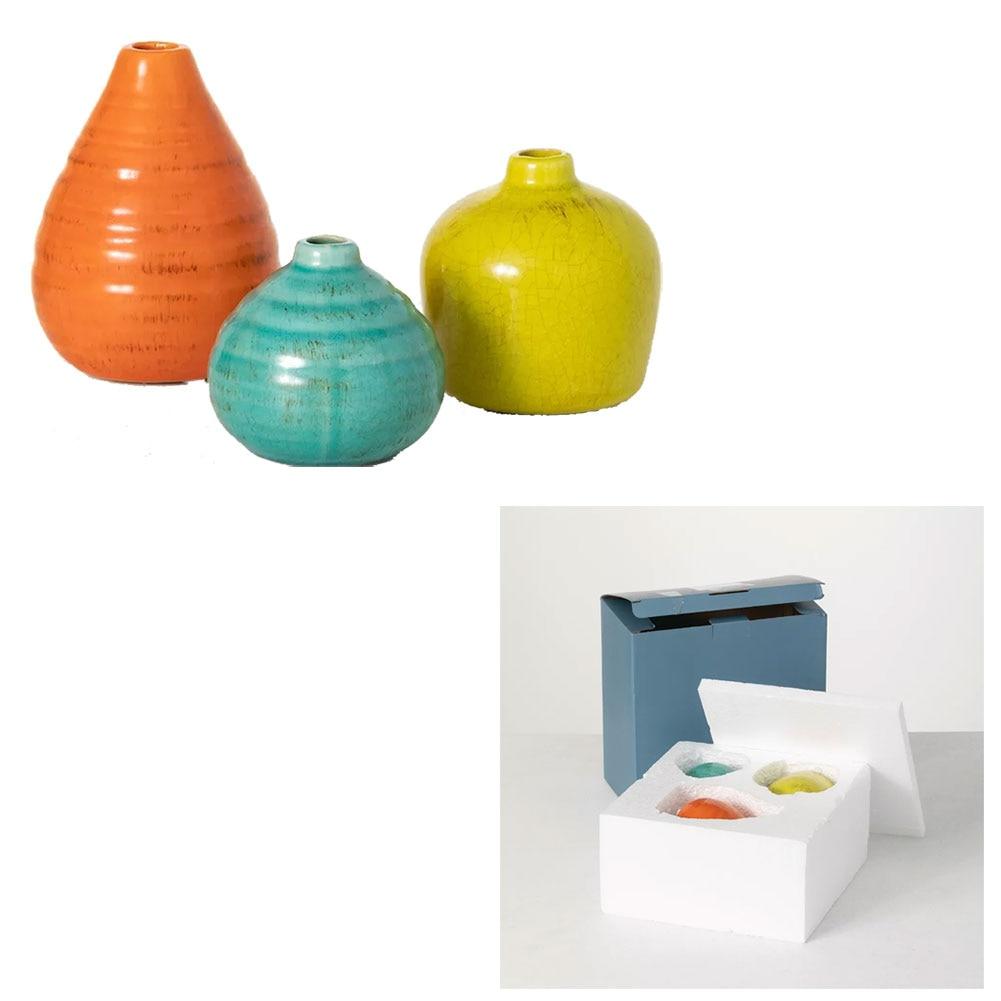 Sullivans Small Vase Set/3 Orange, Yellow & Blue 3.5"x3"H, 3.25"x4"H, 3.75"x5"H image
