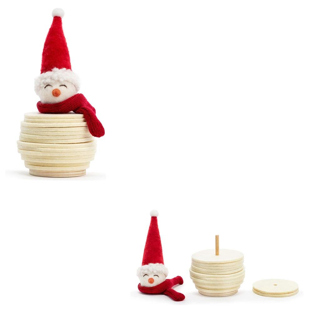 Demdaco Chubby Snowman Stacked SET/14 Felt Coasters Felt Fabric/Wood 4x8"H NO ONLINE SALES image