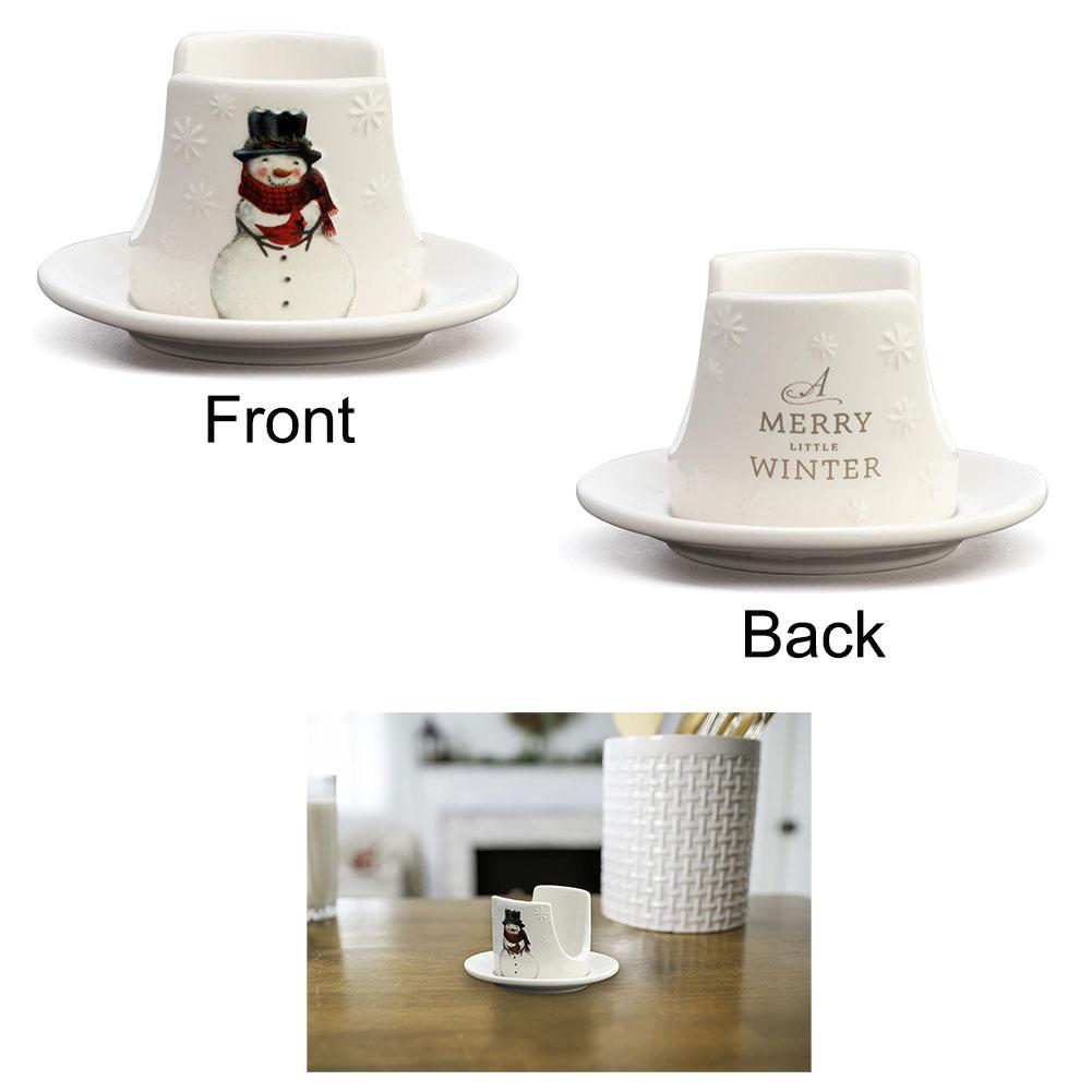 Demdaco Snowman Merry Little Winter Soap Sponge Holder Ceramic 3.25"H NO ONLINE SALES image