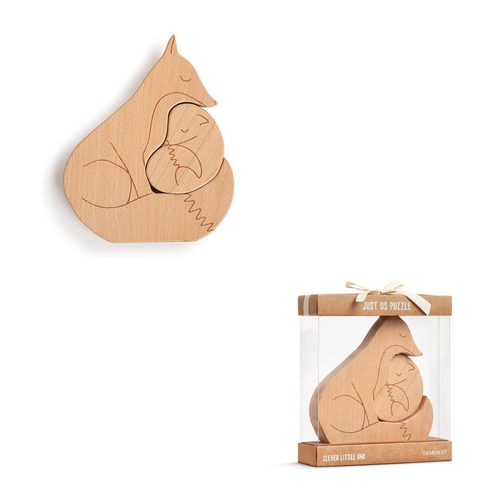 Demdaco Just Us Puzzle Clever Little One Fox & Baby Wood 5"x0.75"x6"H NO ONLINE SALES image