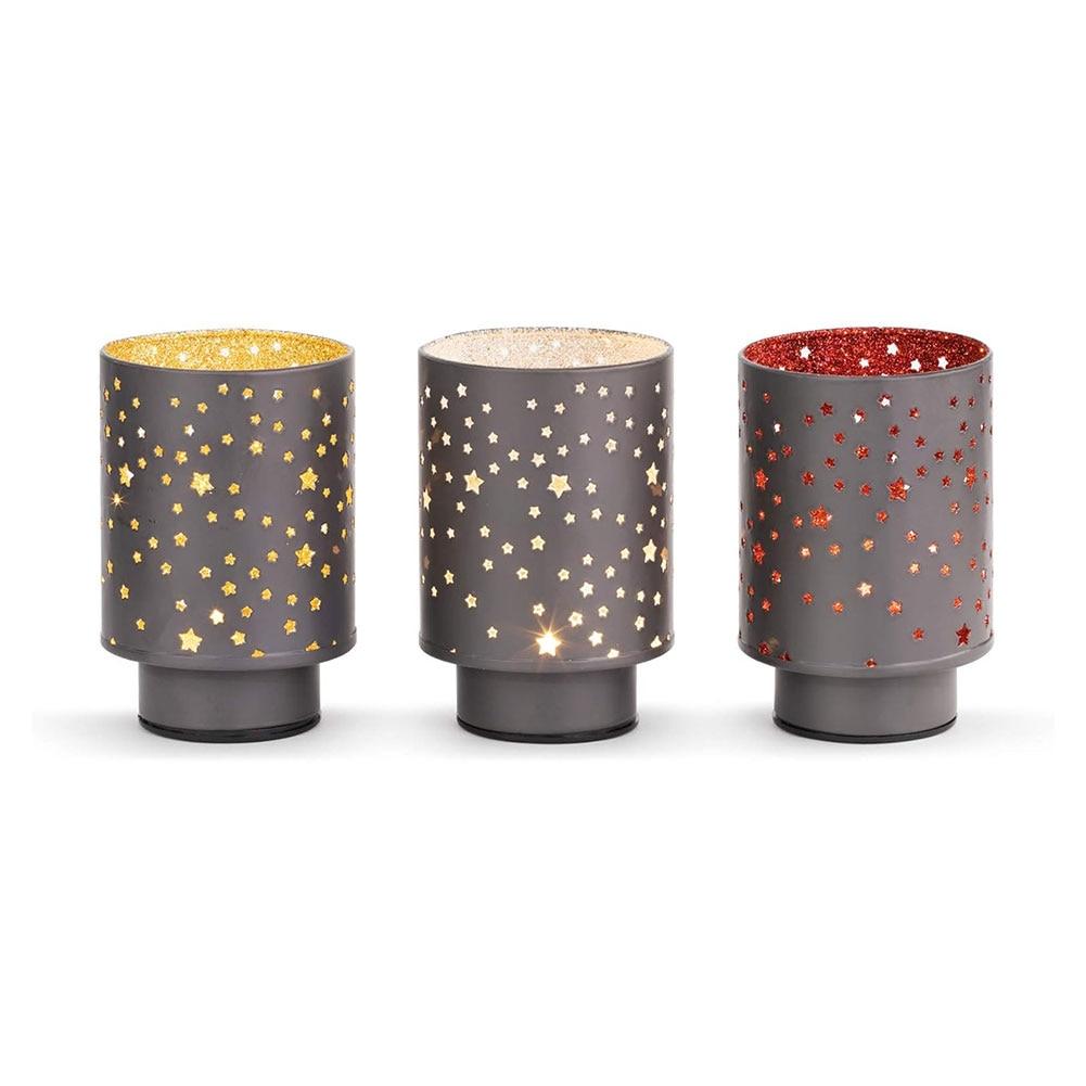Metal Punched Lantern Set/3 Asst 1 LED Light 5"H Batteries Not Included NO ONLINE SALES image