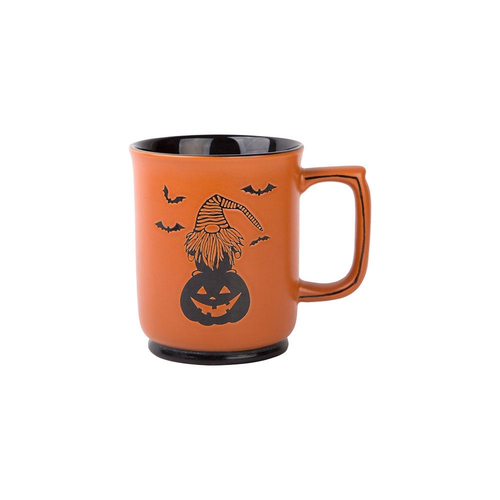 Global Design Collection Pumpkin On Gnome Mug 18oz Orange & Black, Ceramic image