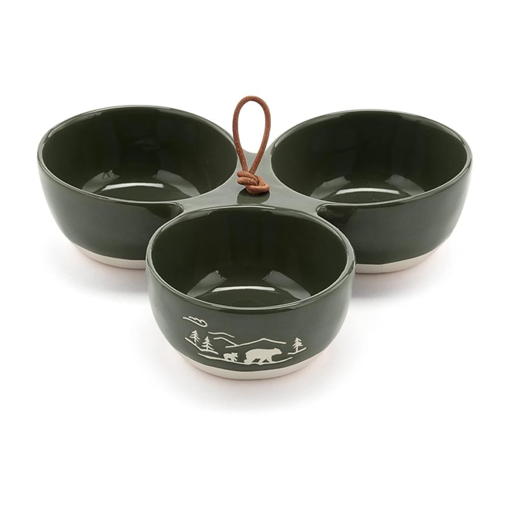 Demdaco Stoneware Mountain Green Mini Tri Bowl 4"D, 8.5"L x2"H NO ONLINE SALES image