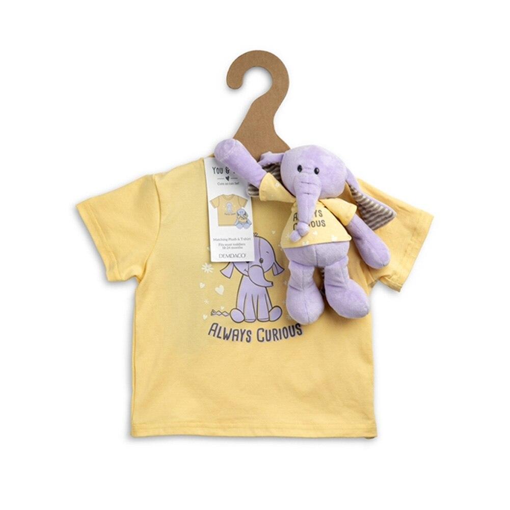 Demdaco Cotton Always Curious Plush & Shirt Gift Set Elephant 18-24 Months NO ONLINE SALES image