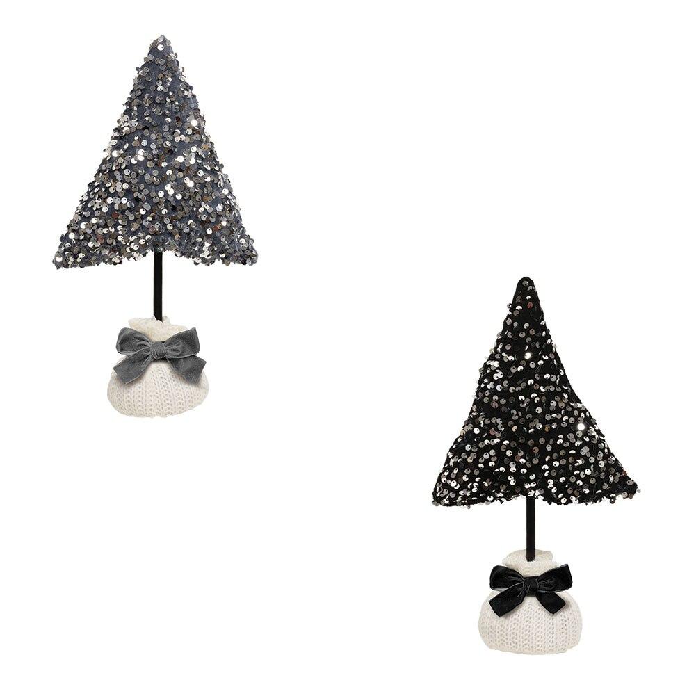 Bright Ideas Medium Christmas Sequin Tree 2 Asst Black & Silver 6"x1.75"x13"H image