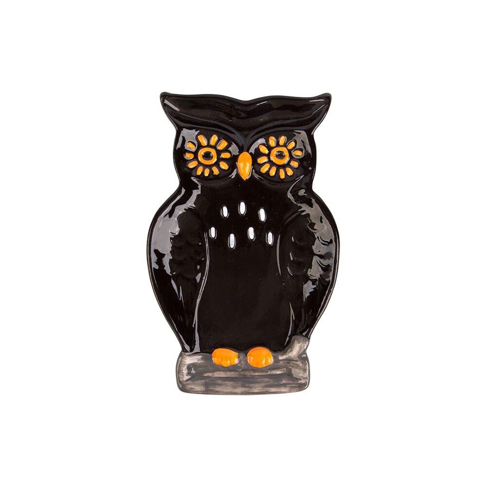 Home Essentials Halloween Owl Spoon Rest Ceramic 4"x6.5"x0.50"H image