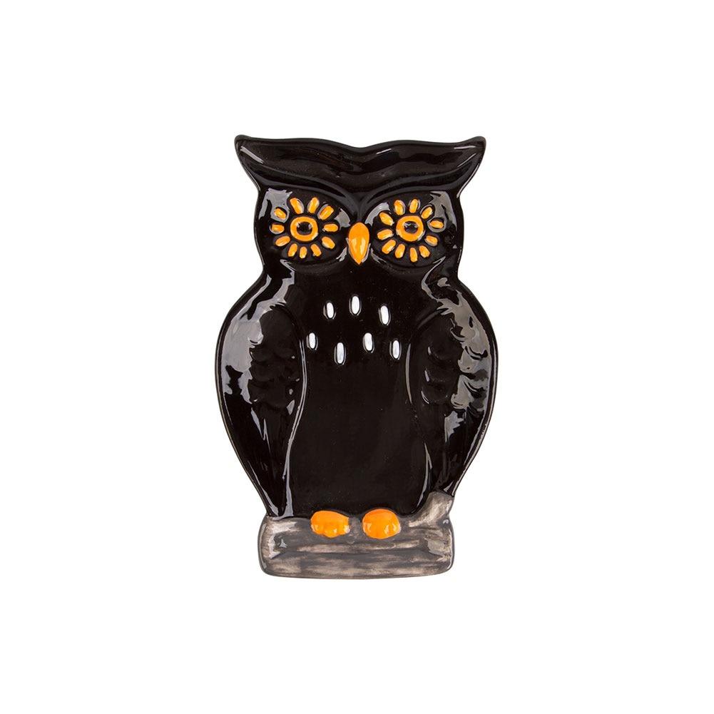 Home Essentials Halloween Owl Spoon Rest Ceramic 4"x6.5"x0.50"H image