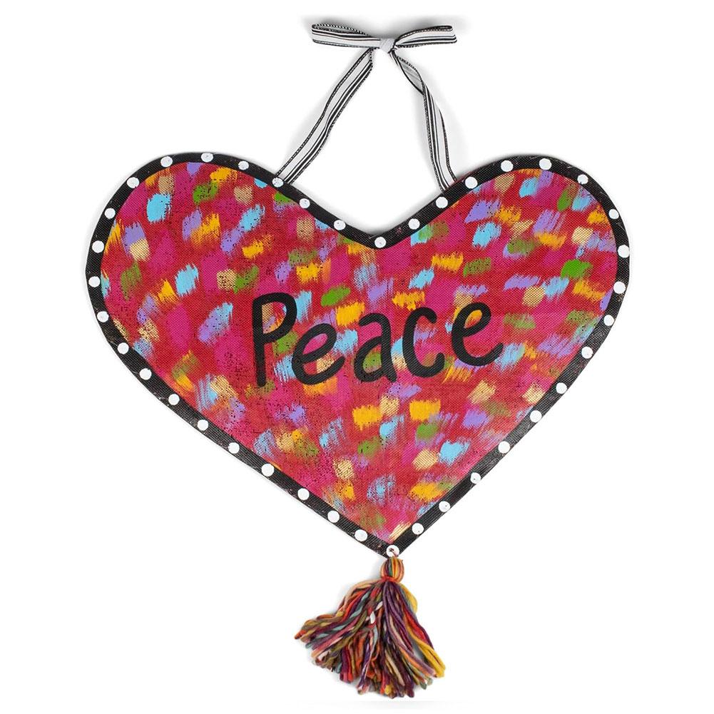 Demdaco Colorful Peace Heart Mesh Door Hanger, Aluminum, 22"x26"H NO ONLINE SALES image
