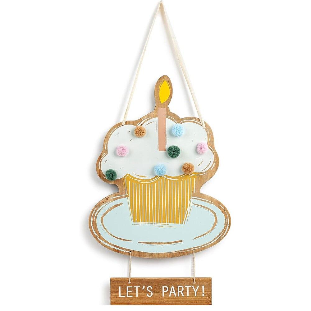 Demdaco Let's Party! Cupcake Door Hanger, Wood 14"x22"H NO ONLINE SALES image