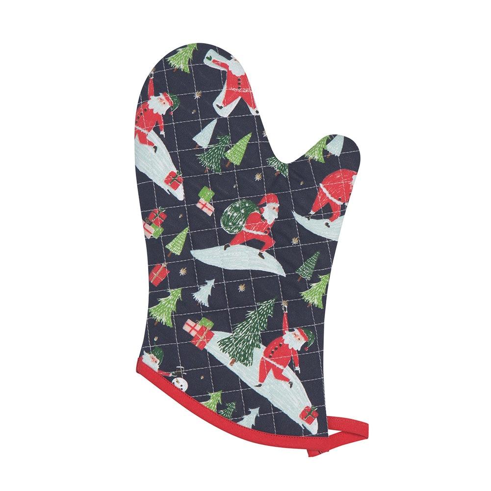 Now Designs Quilted Oven Mitt Mitt, Must Be Santa Design, Cotton/Polyester 7"x13" image