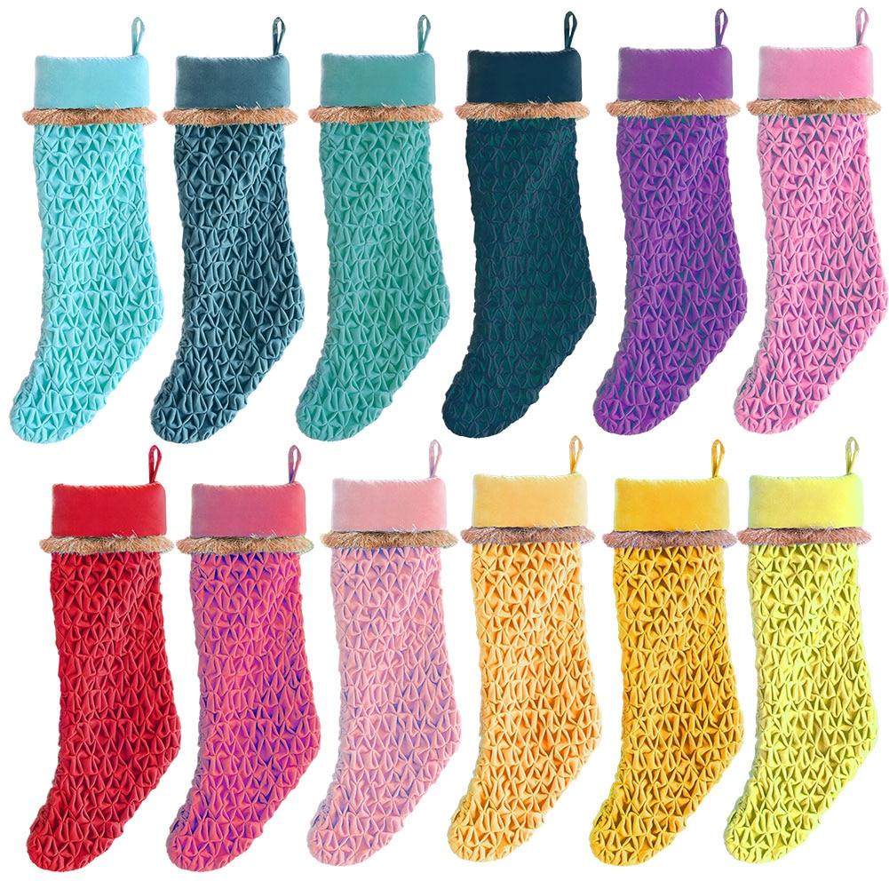Glitter Ville Studios Velveteen Quilted Stocking 12 Asst Colors 8.25"x25"H image
