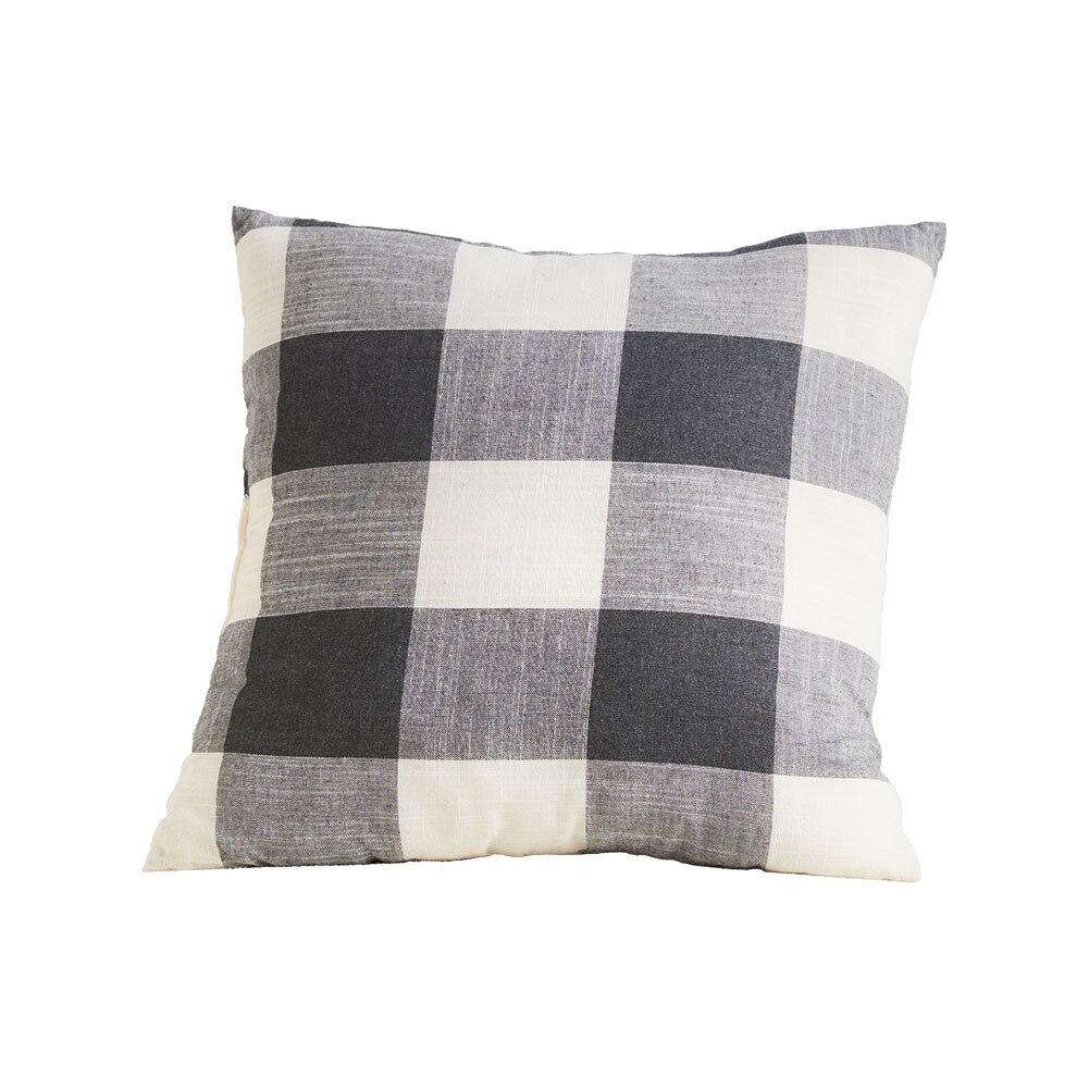 Buffalo Check Decorative Pillow Gray/Cream Cotton/Polyester 16"x16"x5"H, Polyester Fill image