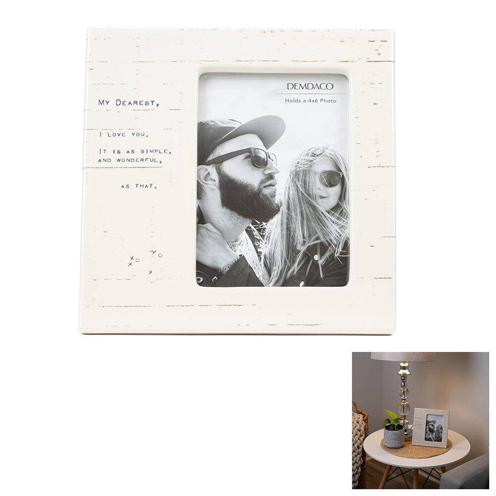 Demdaco My Dearest Dear You Frame Holds 4"x6" Photo, Ceramic, Soft Cream NO ONLINE SALES image