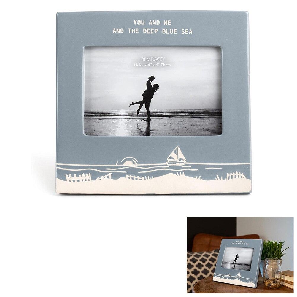 Demdaco You And Me Ocean Frame Holds 4"x6" Photo, Table Top, Ceramic NO ONLINE SALES image